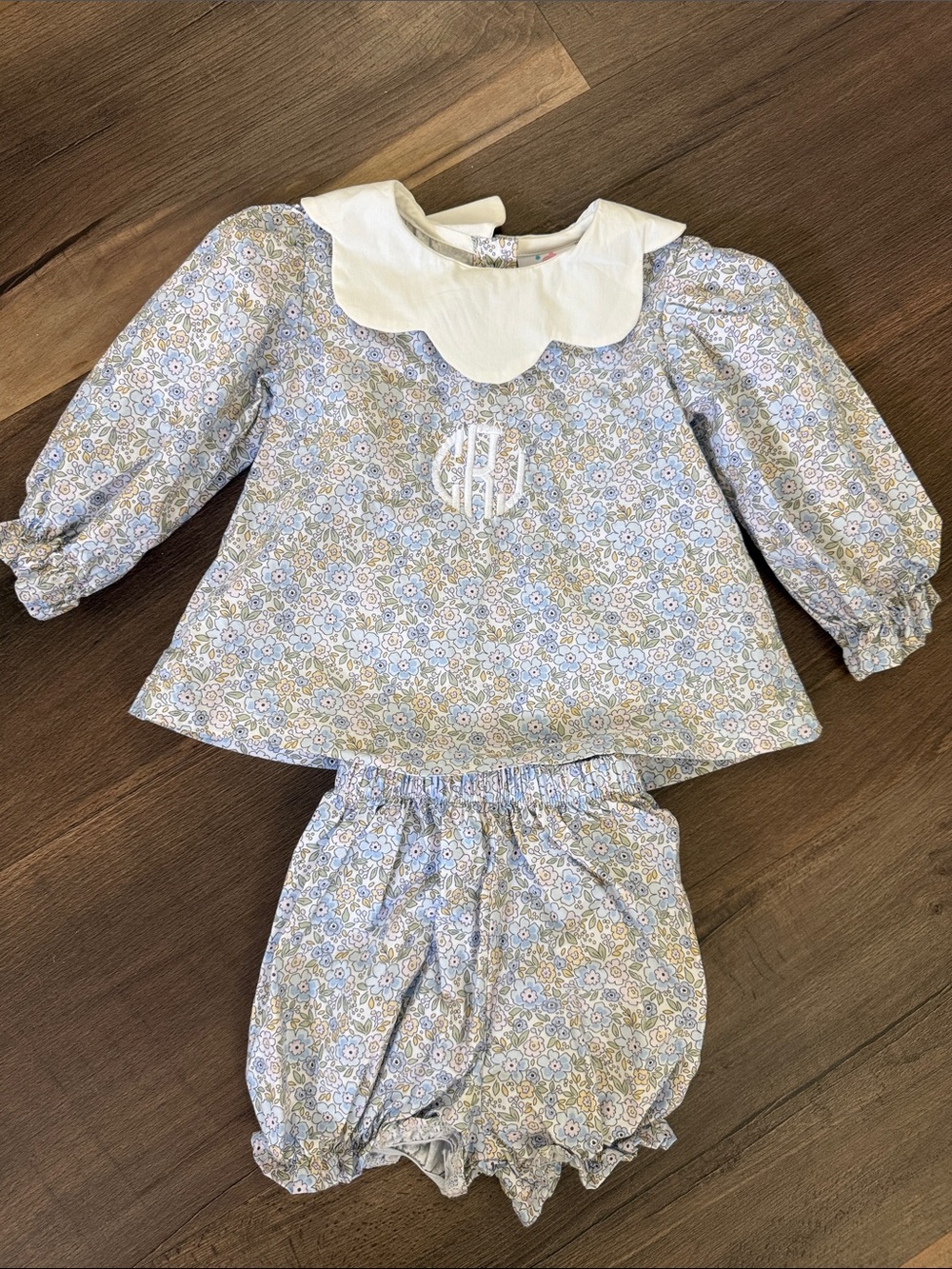 Stitchy Fish Bib Collar Romper size 12m